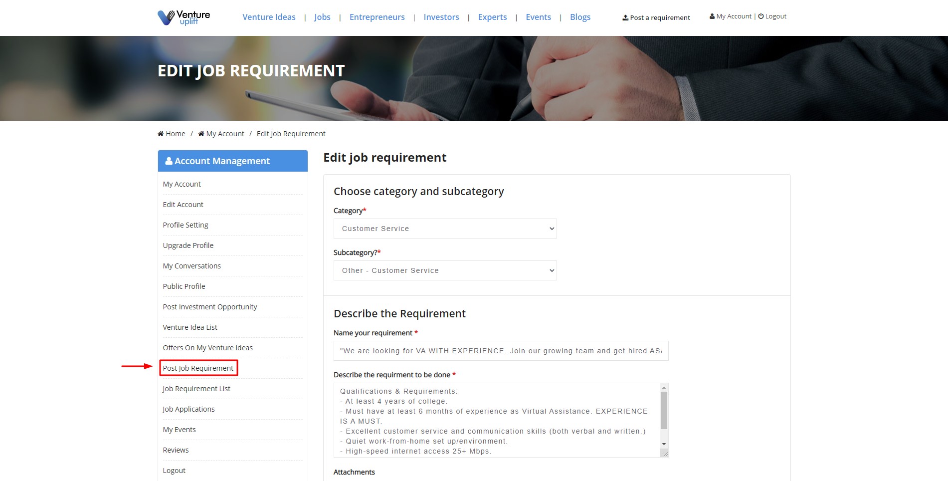 How to post a Job - Step 2