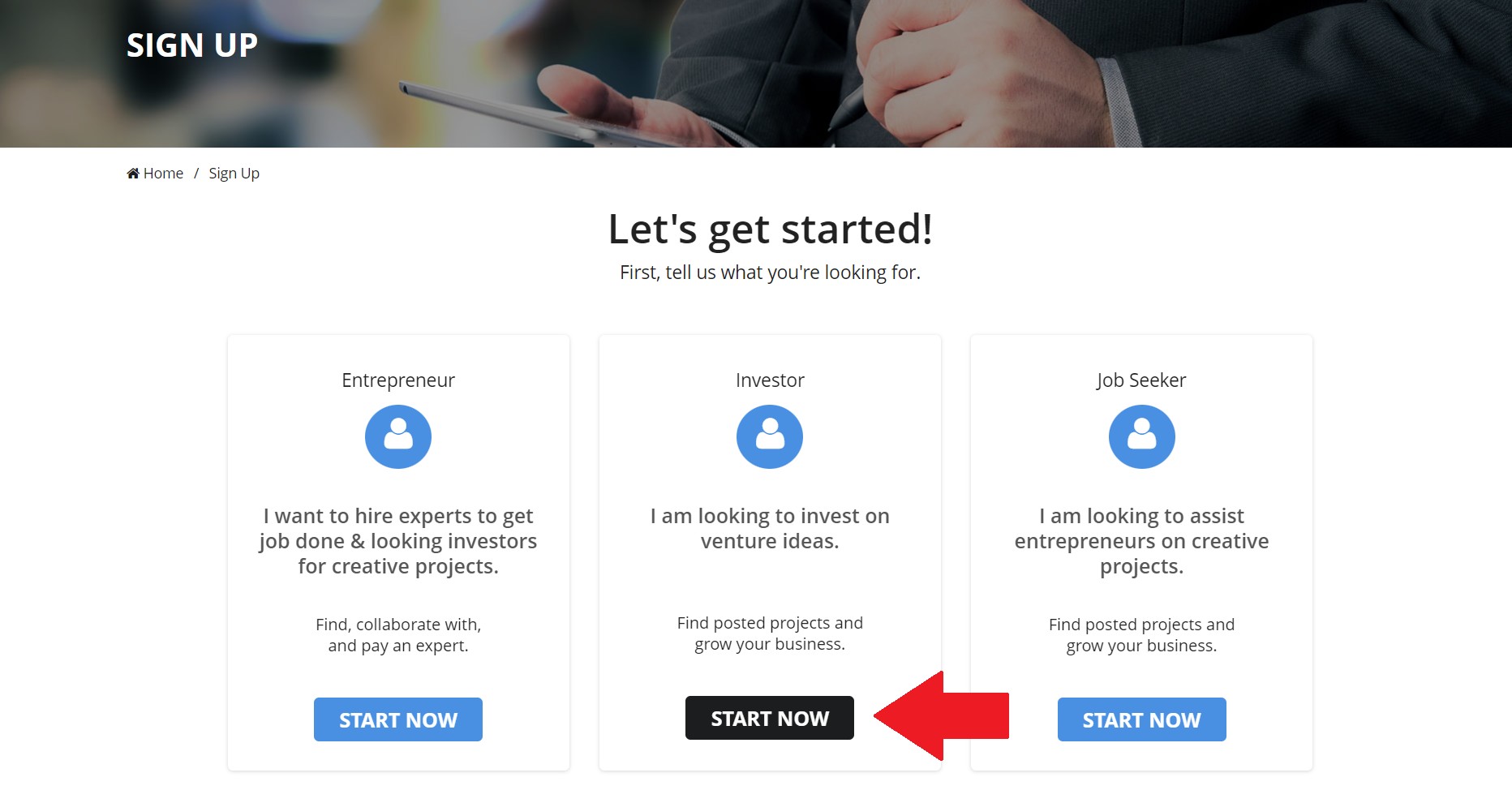 How To Register As Investor - step1